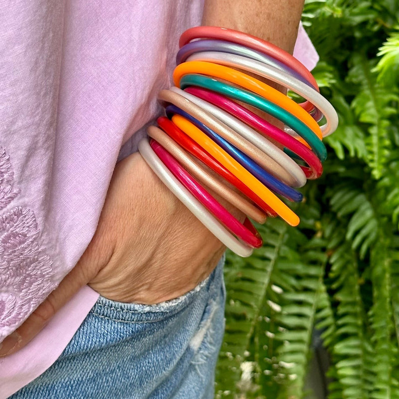 Pink Rainbow Hard Bangle Bracelets... - Depop