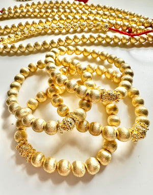 Brushed Gold Beaded Bangle